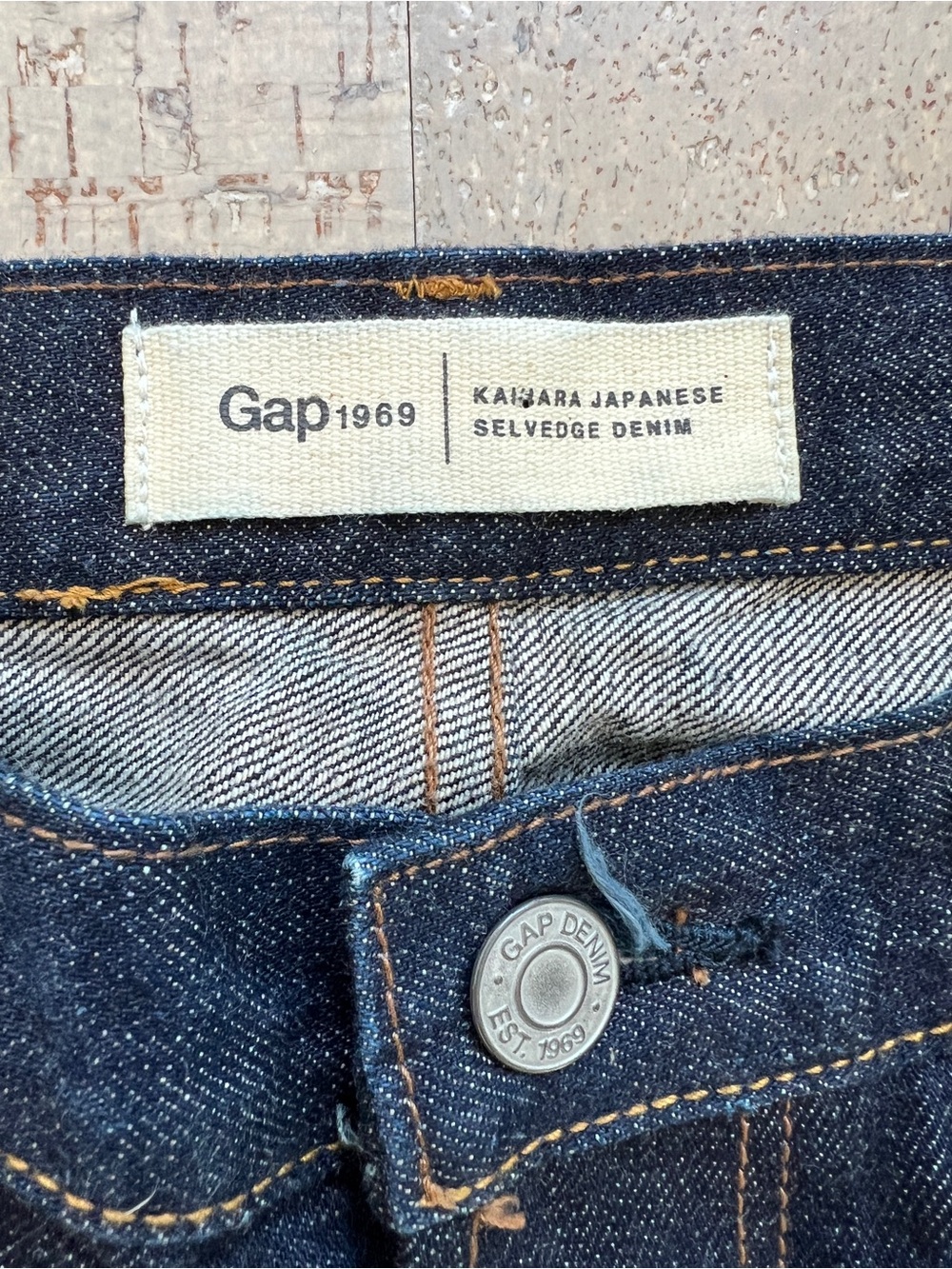 Gap 1969 Kaihara Japanese Selvedge Denim Jeans Straight 32x30 Dark Wash - Picture 13 of 14
